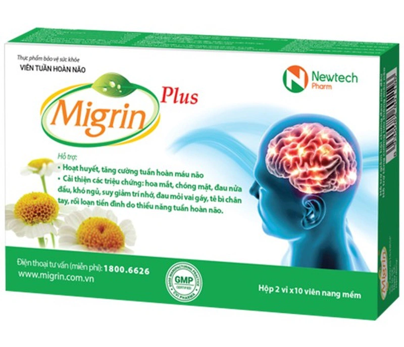Viên uống tăng cường tuần hoàn não Migrin Plus Newtech Pharm 20 viên