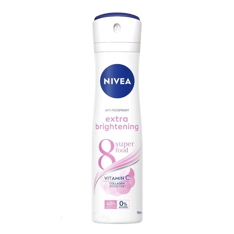 Xịt khử mùi trắng mịn & mờ thâm Nivea Extra Whitening Spray giúp nuôi dưỡng và tăng cường sức đề kháng cho da luôn khỏe mạnh