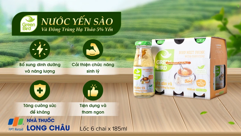 Nước yến sào đông trùng hạ thảo Green Bird hỗ trợ tăng cường sức đề kháng tự nhiên của cơ thể