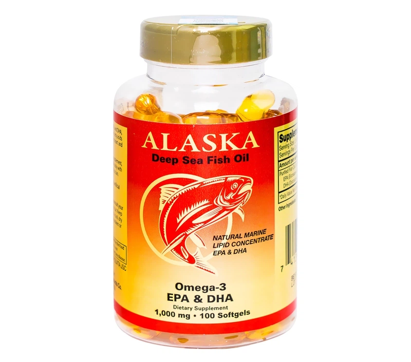 Viên dầu cá Alaska Omega 3 Epa And Dha Nuhealth bổ não, bổ mắt (120 viên)