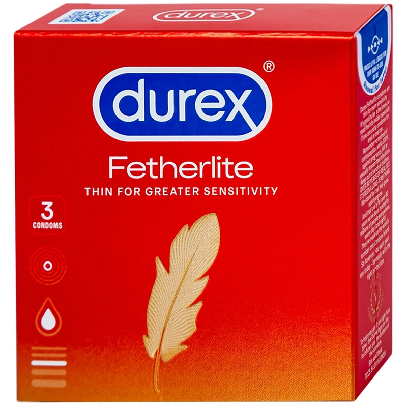 Bao bì bao cao su Durex Fetherlite đã lấy màu đỏ làm chủ đạo