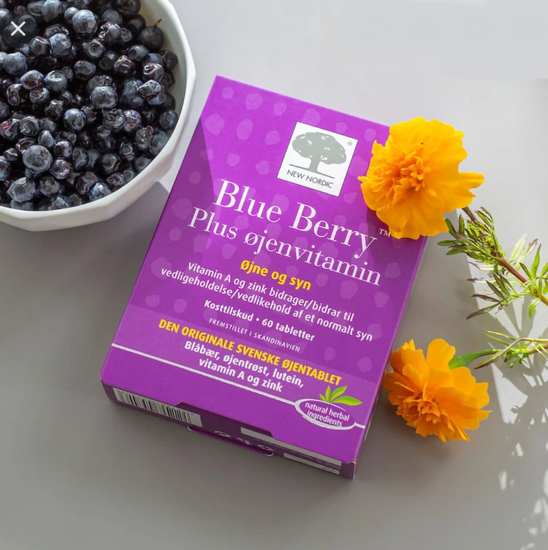 Blue Berry Plus Ojenvitamin New Nordic được bổ sung hỗn hợp vitamin và khoáng chất có lợi cho mắt