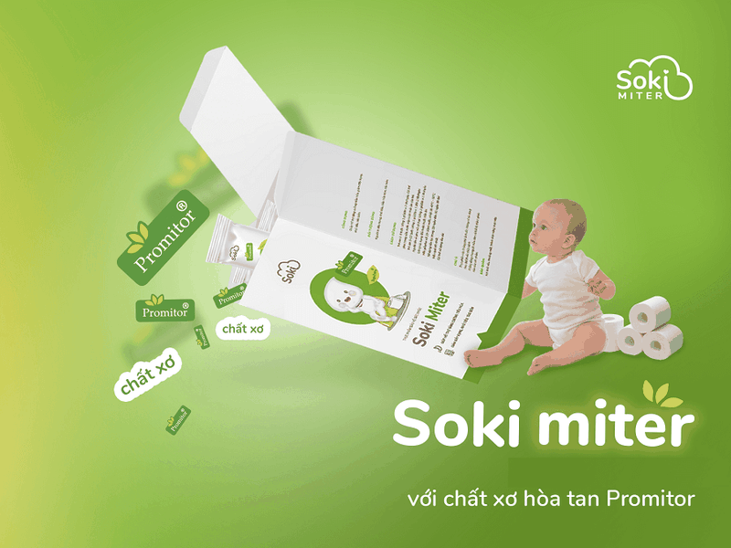 Bột hòa tan Soki Miter hỗ trợ tăng cường tiêu hóa cải thiện táo bón ở trẻ 2