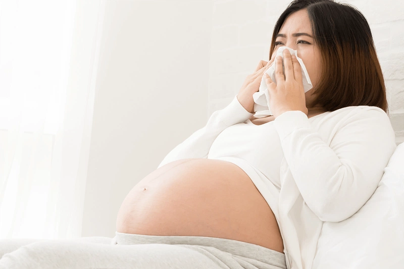 Nhiễm cúm có thể ảnh hưởng tiêu cực đến sức khỏe của cả mẹ và bé do gây sốt, hắt hơi, sổ mũi ở mẹ bầu