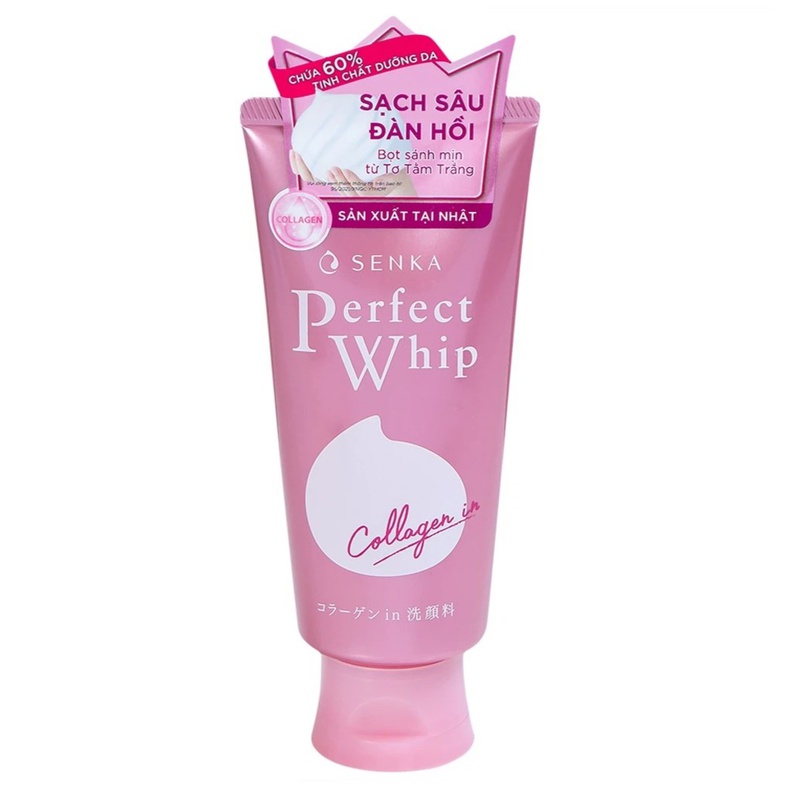 Sữa rửa mặt Senka Perfect Whip Collagen In làm sạch bụi bẩn, bụi mịn và bã nhờn 1