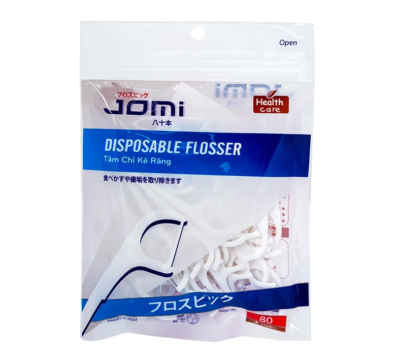 Tăm chỉ kẽ răng Jomi Disposable Flosser làm sạch mảng bám,răng miệng hiệu quả (80 chiếc)
