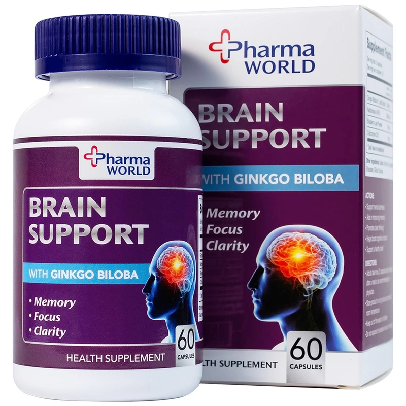 Tăng cường chức năng của não bộ với viên uống bổ não Brain Support Pharma World 60V 1