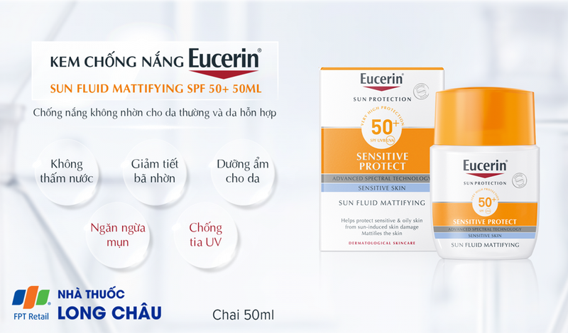 Kem chống nắng Eucerin Sun Serum Double Whitening SPF50 + có kết cấu mỏng nhẹ và có thể nâng tone nhẹ nhàng
