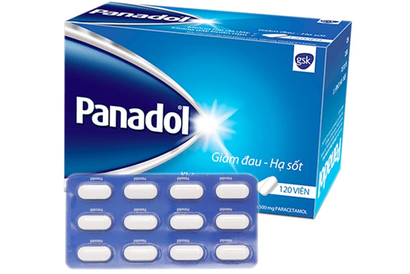 Sản phẩm giúp giảm đau, hạ sốt Panadol vỉ màu xanh dương.