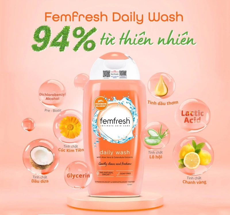 Dung dịch vệ sinh phụ nữ trị nấm ngứa Femfresh Daily Wash 