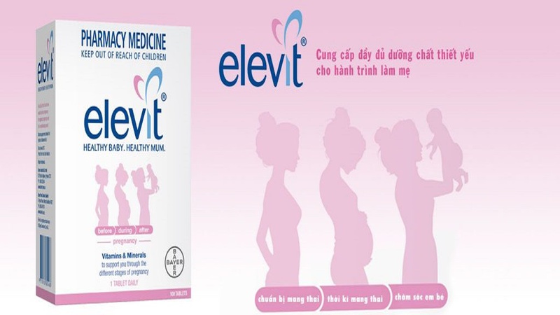 Elevit là vitamin tổng hợp có tác dụng đối với cả 3 giai đoạn trước khi mang thai, đang mang thai và sau sinh
