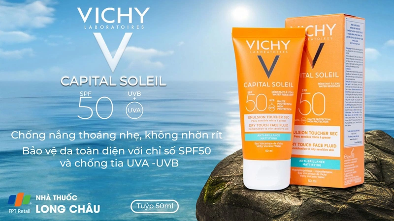 Sữa Chống Nắng Vichy Capital Soleil Dry Touch Face Fluid Spf50 Uva+Uvb M Không Nhờn Rít 2