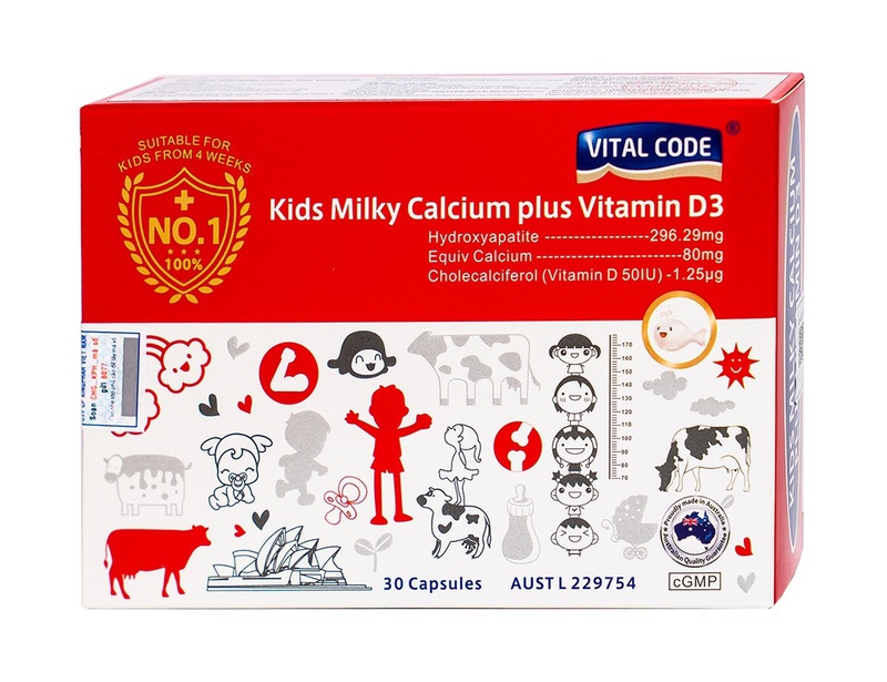 ​ Vital Code Kids Milky Calcium Plus Vitamin D3 hộp 30 viên 1