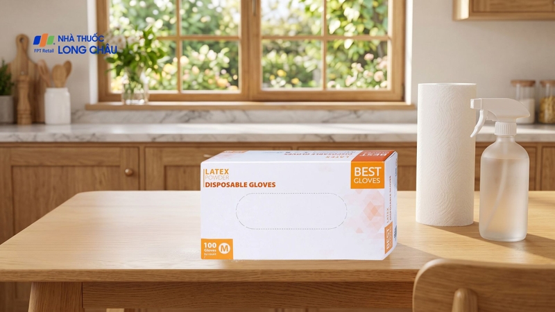 Găng tay y tế có bột, phủ Latex size M (100 cái) Powder Disposable