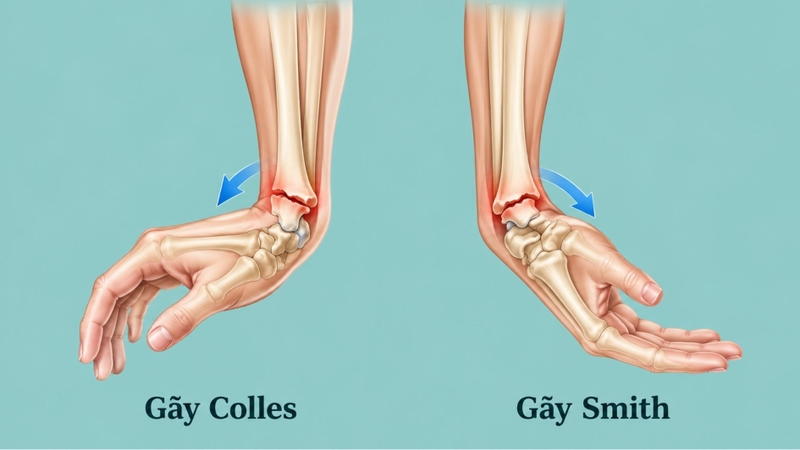 Gãy Colles và Smith khác nhau chủ yếu ở hướng di lệch của xương