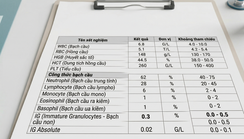 IG trong xét nghiệm máu là gì là thắc mắc của nhiều người khi thấy chỉ số này trên kết quả xét nghiệm