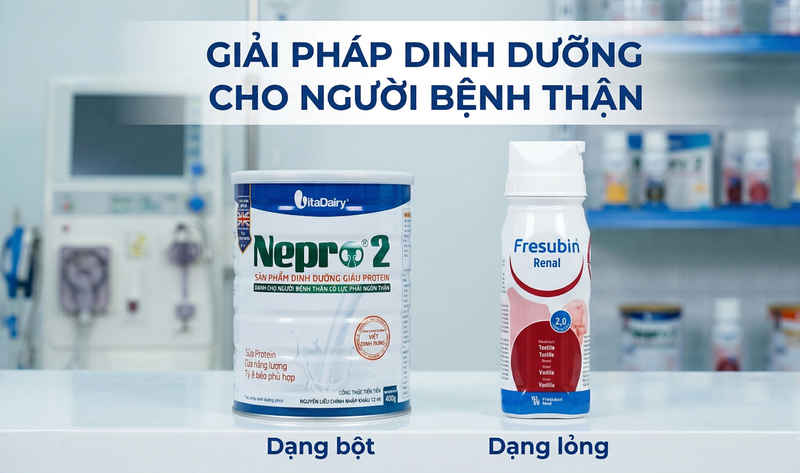 Sữa Nepro 2 và sữa Fresubin Renal phù hợp cho người suy thận đã chạy thận