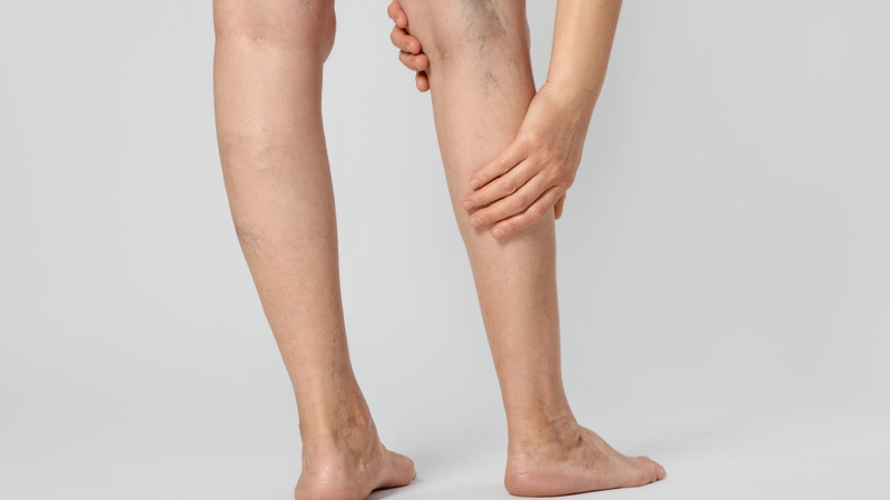 Tĩnh mạch nổi ngoằn ngoèo dưới da là dấu hiệu rõ nét của giãn tĩnh mạch chân