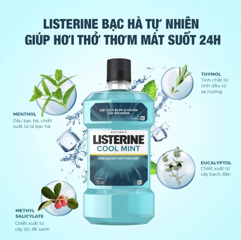 Nước súc miệng Listerine có tác dụng làm sạch răng miệng hiệu quả