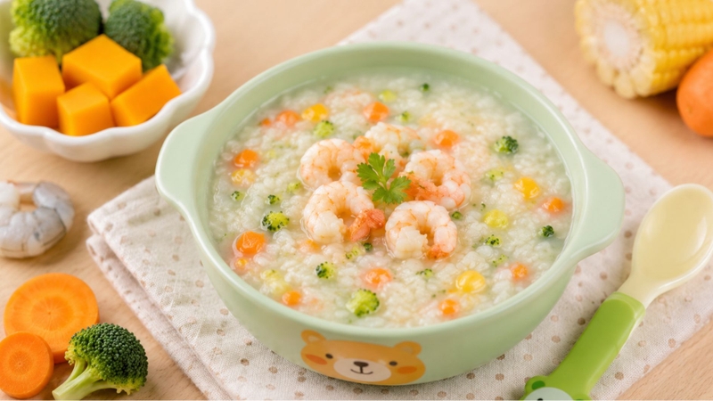 Cháo tôm rau củ giàu dưỡng chất
