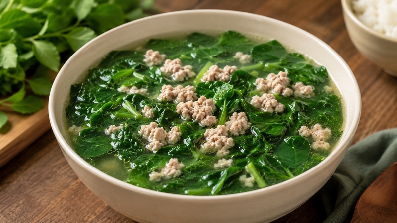 Canh rau ngót nấu thịt băm là một trong những món canh tốt cho bà bầu