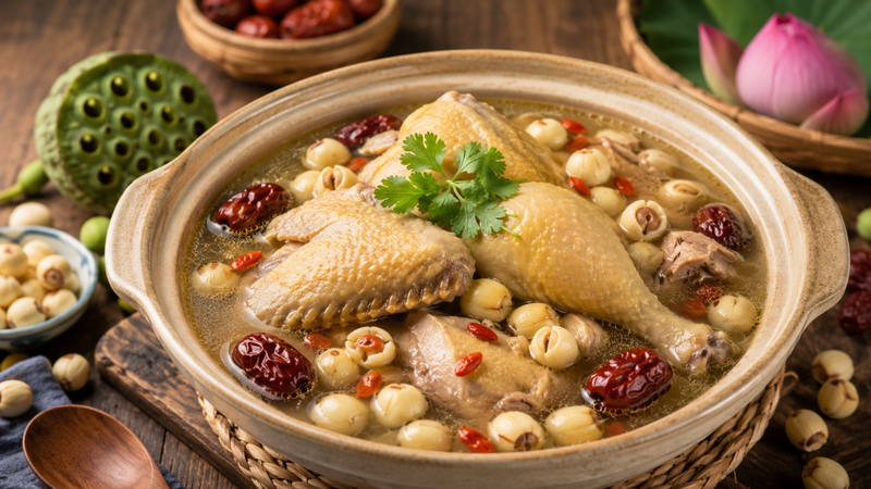 Gà hầm hạt sen là món hầm có vị ngọt thanh tự nhiên tốt cho sức khỏe