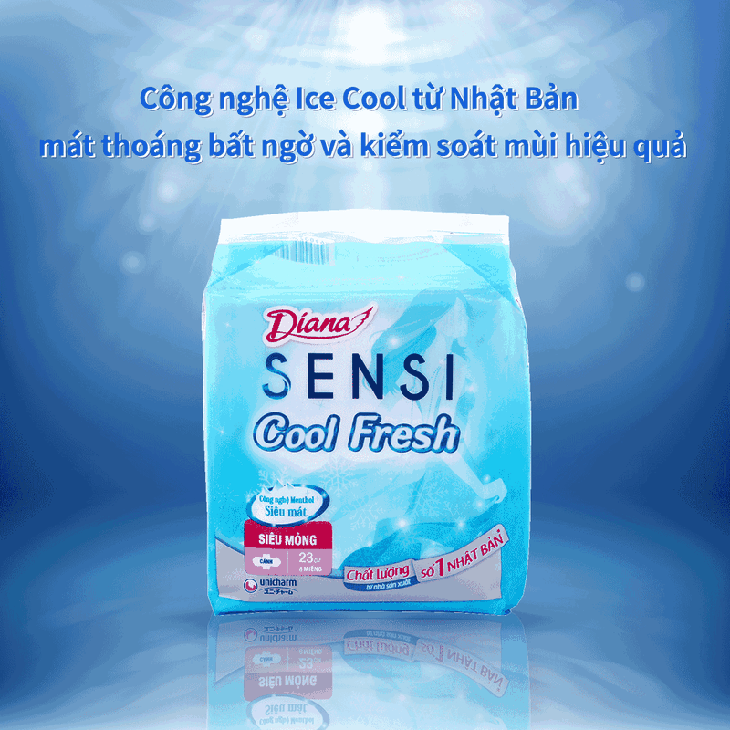 Băng vệ sinh cho tuổi dậy thì: Diana Sensi Cool Fresh siêu mỏng cánh