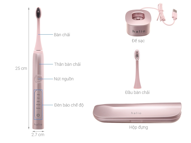Bàn Chải Điện Halio Sonic Whitening Toothbrush Pro Rose Gold có ưu điểm gì? 4