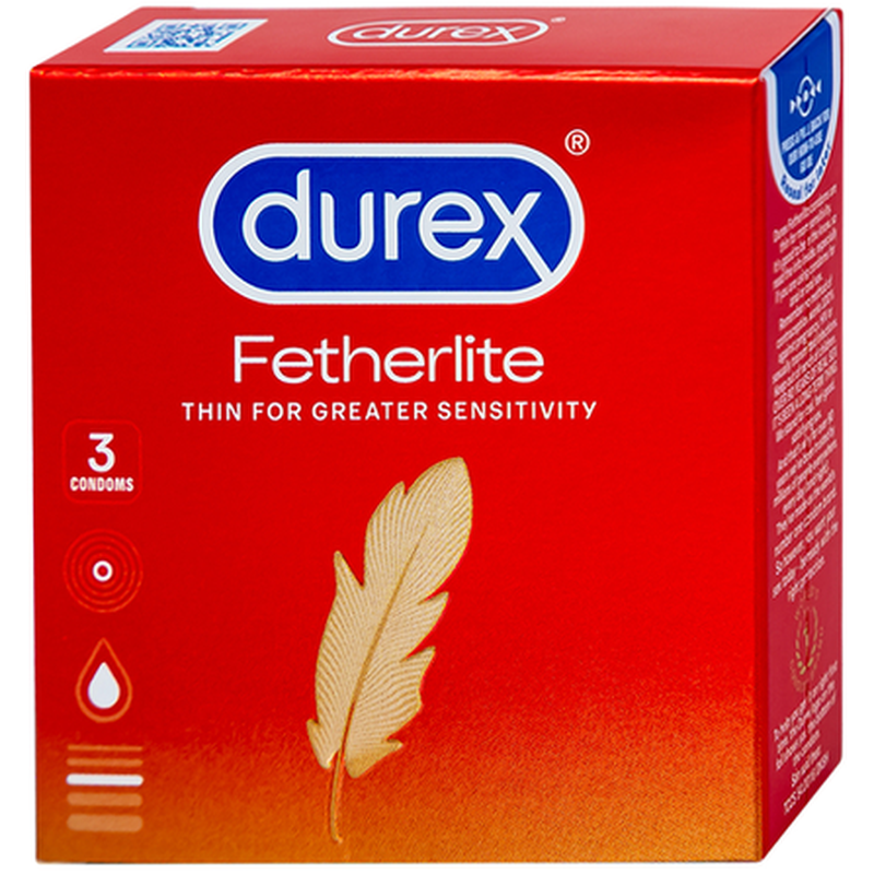 bao cao su Durex Fetherlite màu đỏ hộp 3 cái chính hãng