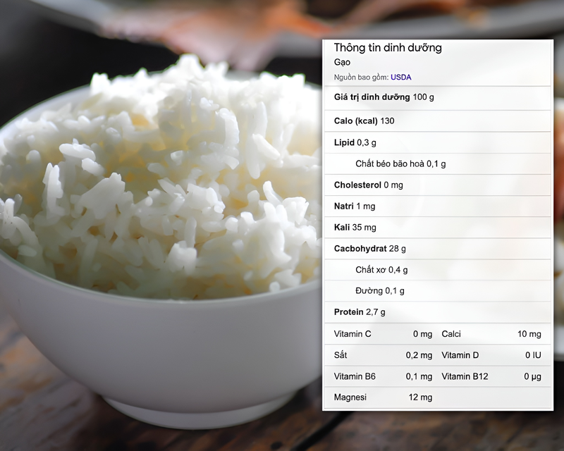 100gr cơm bao nhiêu calo? Liệu ăn cơm có tăng cân không? 1