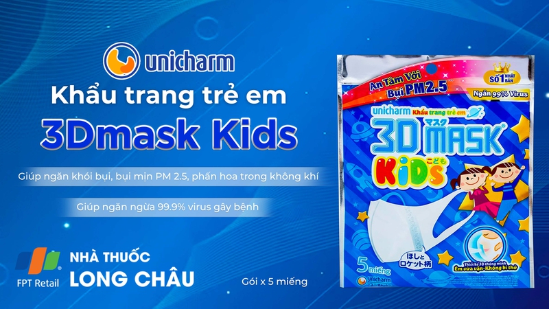 khẩu trang 3D Mask Kids Unicharm trẻ em giá tốt