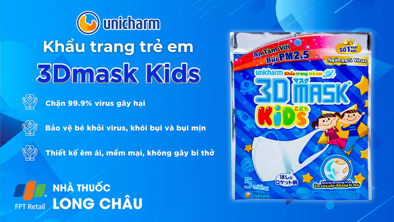 khẩu trang 3D Mask Kids Unicharm chính hãng giá rẻ nhất