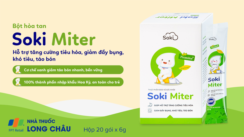 Bột hòa tan Soki Miter hỗ trợ tăng cường tiêu hóa, giảm đầy bụng, khó tiêu, táo bón (20 gói) 1.png