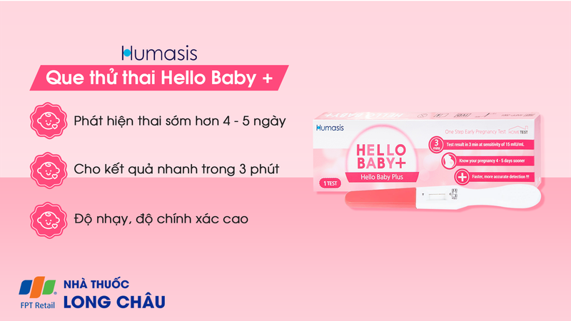 Que thử thai Humasis Hello Baby+ phát hiện mang thai sớm, độ nhạy và độ chính xác cao 1.png