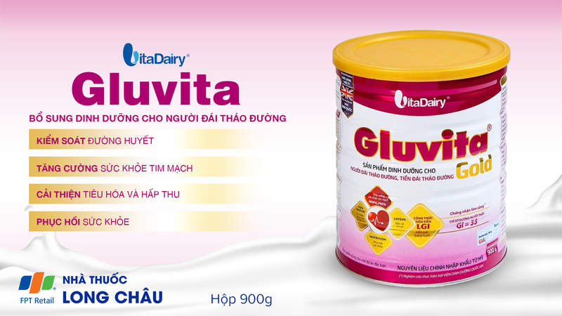 Sữa bột Gluvita Gold Vitadairy bổ sung dinh dưỡng cho người đái tháo đường (900g) 1.png