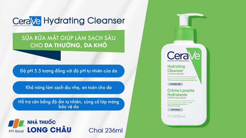 Sữa rửa mặt Cerave Hydrating Cleanser giúp làm sạch sâu cho da thường, da khô (236ml) 1.png
