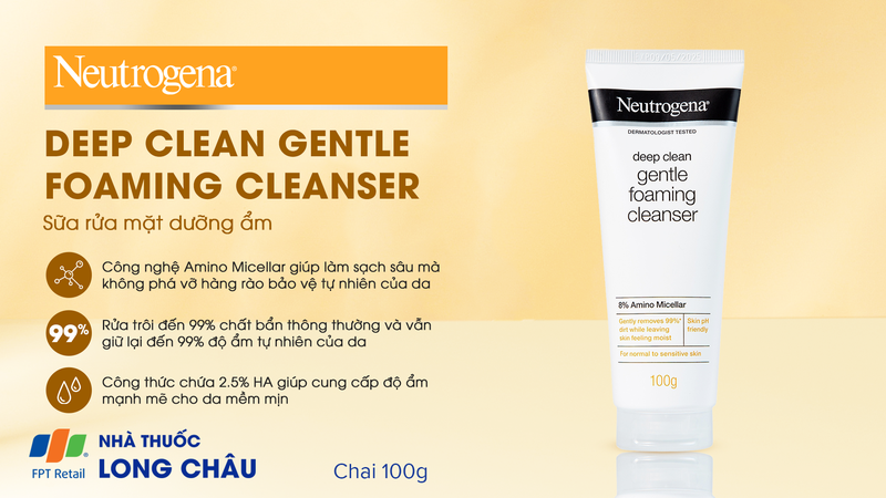 Sữa rửa mặt dưỡng ẩm Neutrogena Deep Clean Gentle Foaming Cleanser (100g) 1.png