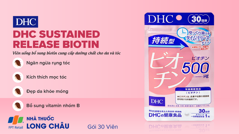 Viên uống DHC Sustained Release Biotin bổ sung biotin cung cấp dưỡng chất cho da và tóc (30 viên) 1.png