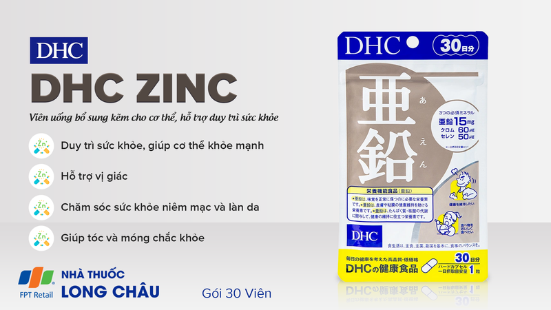 Viên uống DHC Zinc bổ sung kẽm cho cơ thể, hỗ trợ duy trì sức khỏe (30 viên) 1.png