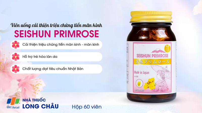 Viên uống bổ sung dầu hoa Anh Thảo Kenkan Seishun Primrose cải thiện triệu chứng tiền mãn kinh (60 viên) 1.png