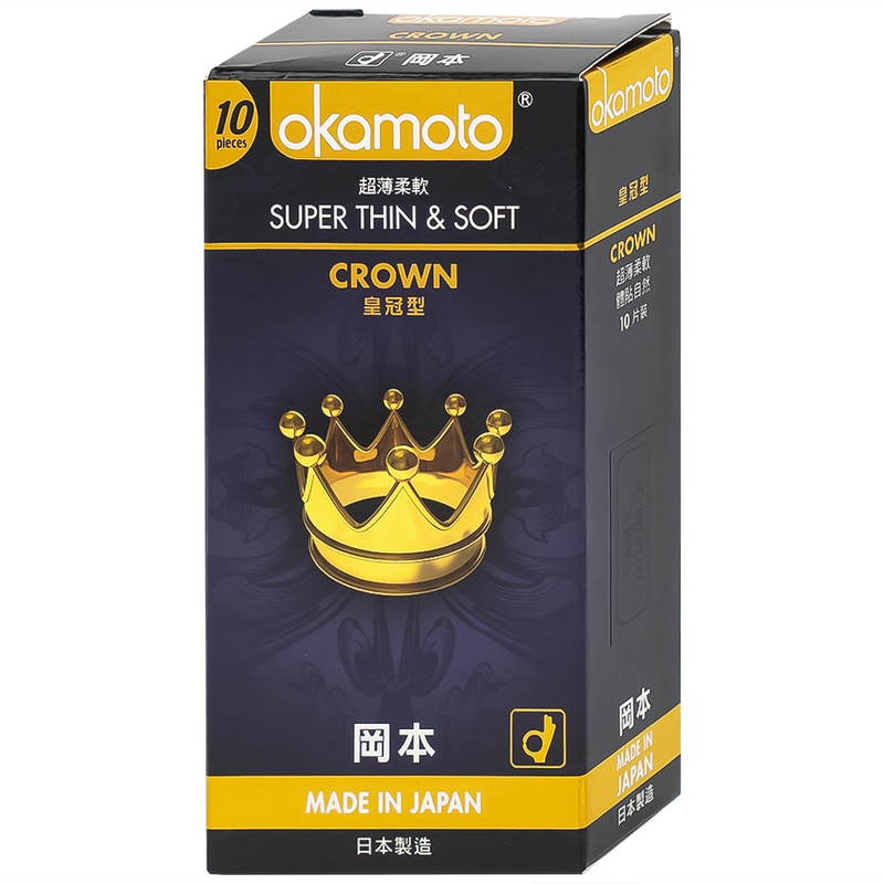 Bao cao su Okamoto Crown kích cỡ nhỏ, siêu mỏng, mềm mại dùng để phòng tránh thai và ngăn ngừa HIV (10 cái) 1