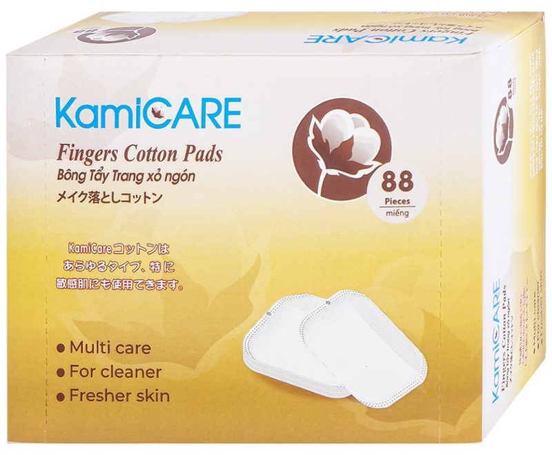 Bông tẩy trang xỏ ngón KamiCARE 100% cotton tự nhiên, bề mặt mềm mịn, độ thấm hút tốt (88 miếng) 1