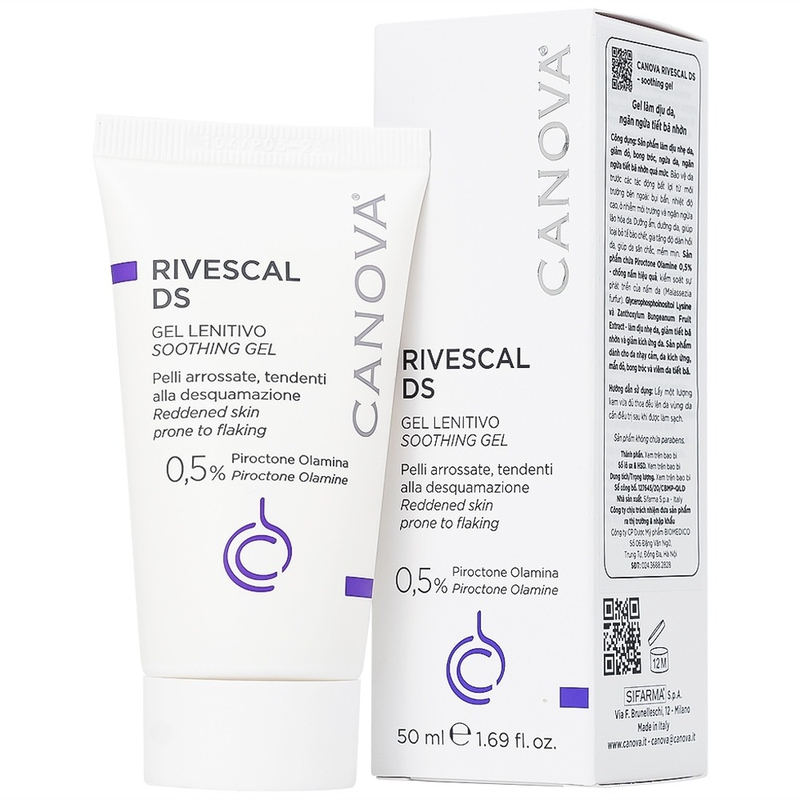 Gel Canova Rivescal DS Soothing gel Siflarma làm dịu da, ngăn ngừa tiết bã nhờn, giảm ngứa da (50ml) 1