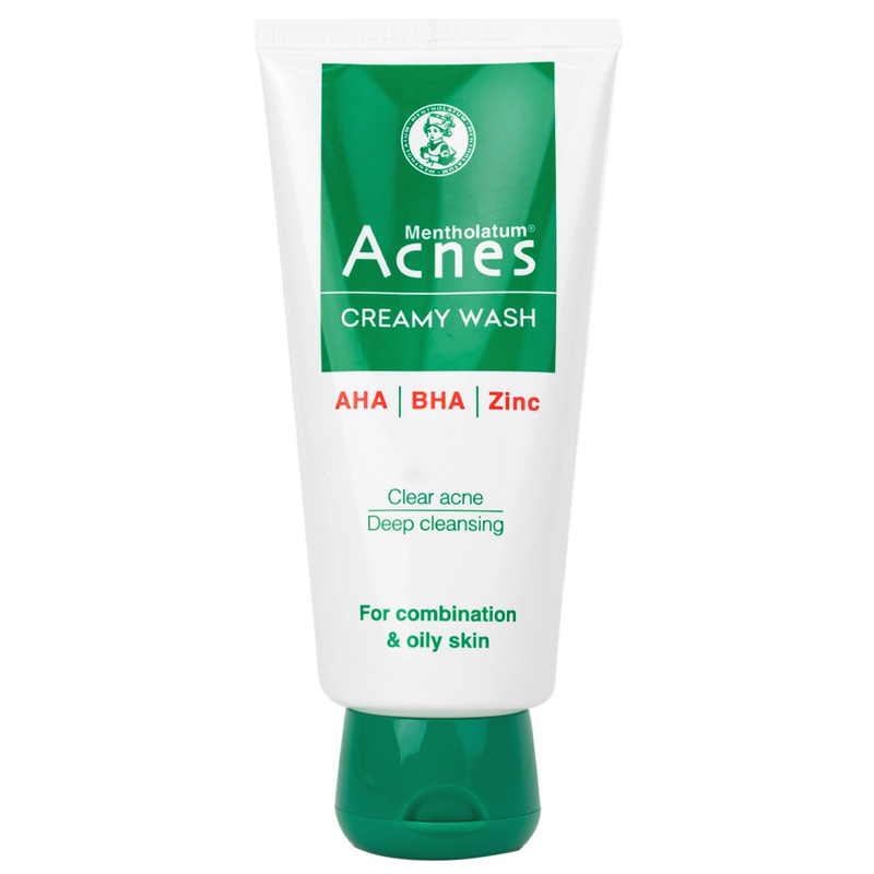 Kem rửa mặt ngăn ngừa mụn Acnes Creamy Wash Rohto dành cho da khô, da thường (100g)