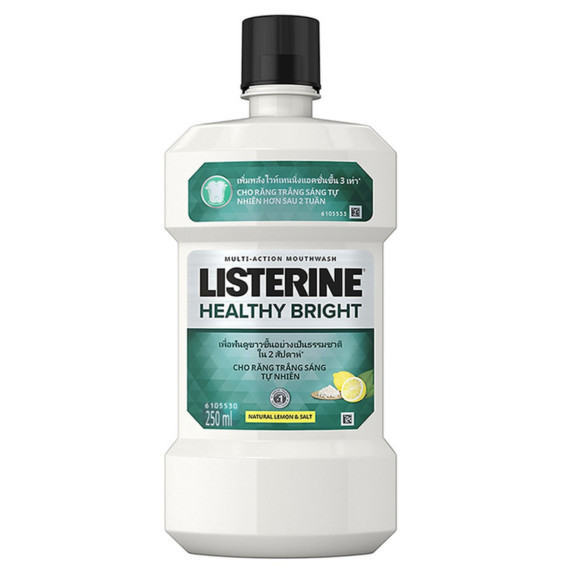 Nước súc miệng Listerine Healthy Bright hương bạc hà cho răng trắng sáng tự nhiên (250ml)