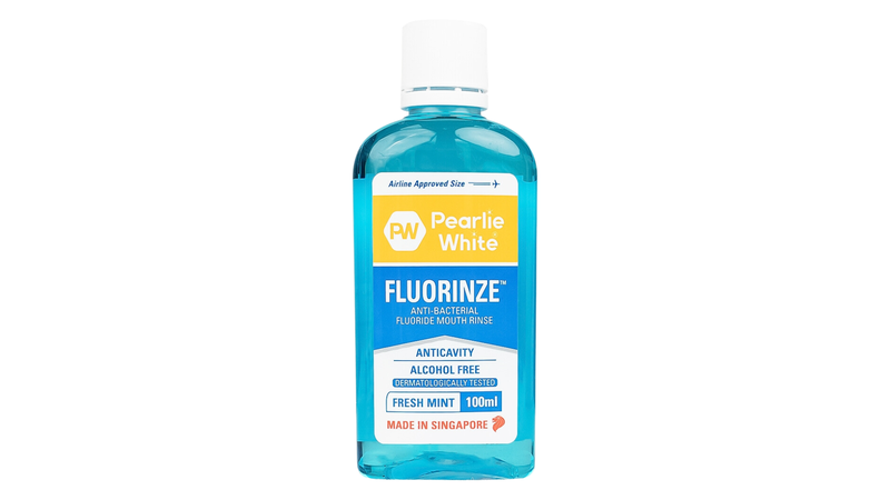 Nước súc miệng Pearlie White Fluorinze Anti-bacterial Fluoride 100ml không cồn, chống mảng bám 1