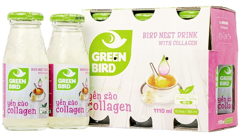 Nước yến sào Collagen Greenbird giúp bổ sung năng lượng, dưỡng chất từ yến sào và collagen (6 chai x 185ml) 1
