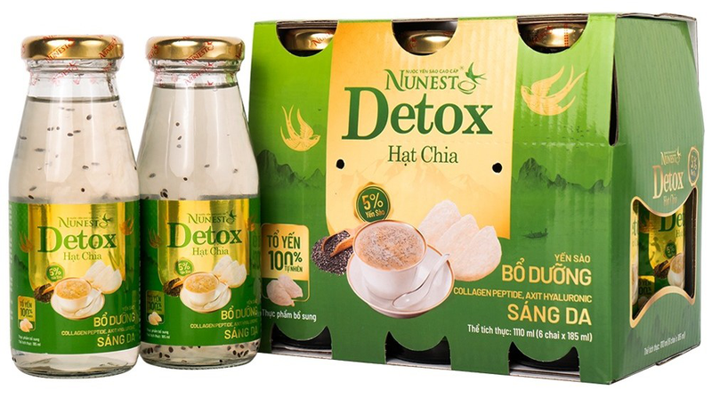Nước Yến Sào Cao Cấp Nunest Detox hạt chia bổ dưỡng, sáng da (6 Chai x 185ml) 1