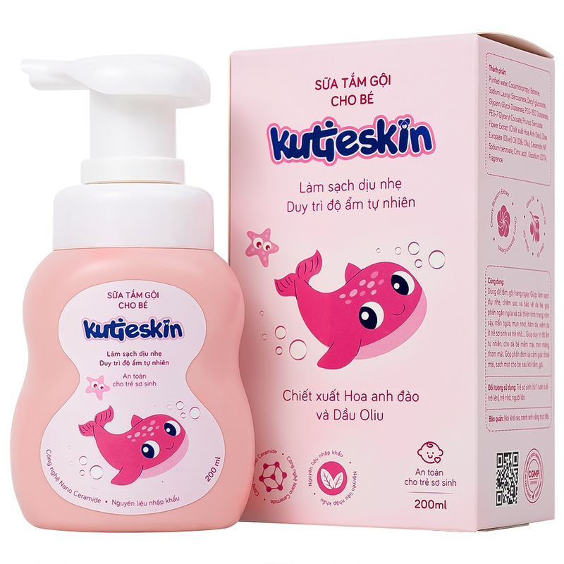 Sữa tắm gội cho bé Kutieskin giúp làm sạch dịu nhẹ, chăm sóc và bảo vệ da bé