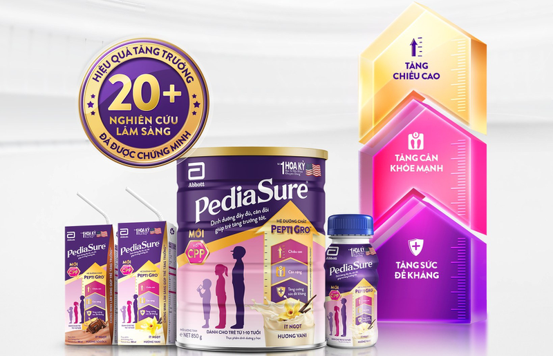 Sữa Abbott Pediasure BA hỗ trợ trẻ 15 tuổi tăng chiều cao